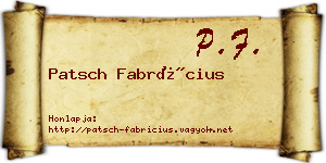 Patsch Fabrícius névjegykártya
